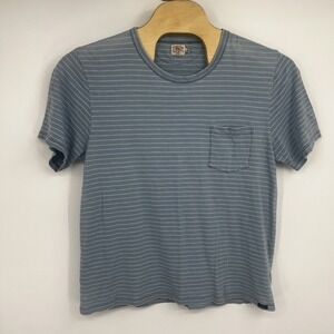Faherty Brand Men's XL Indigo Dyed Striped Pocket Short Sleeve T-Shirt